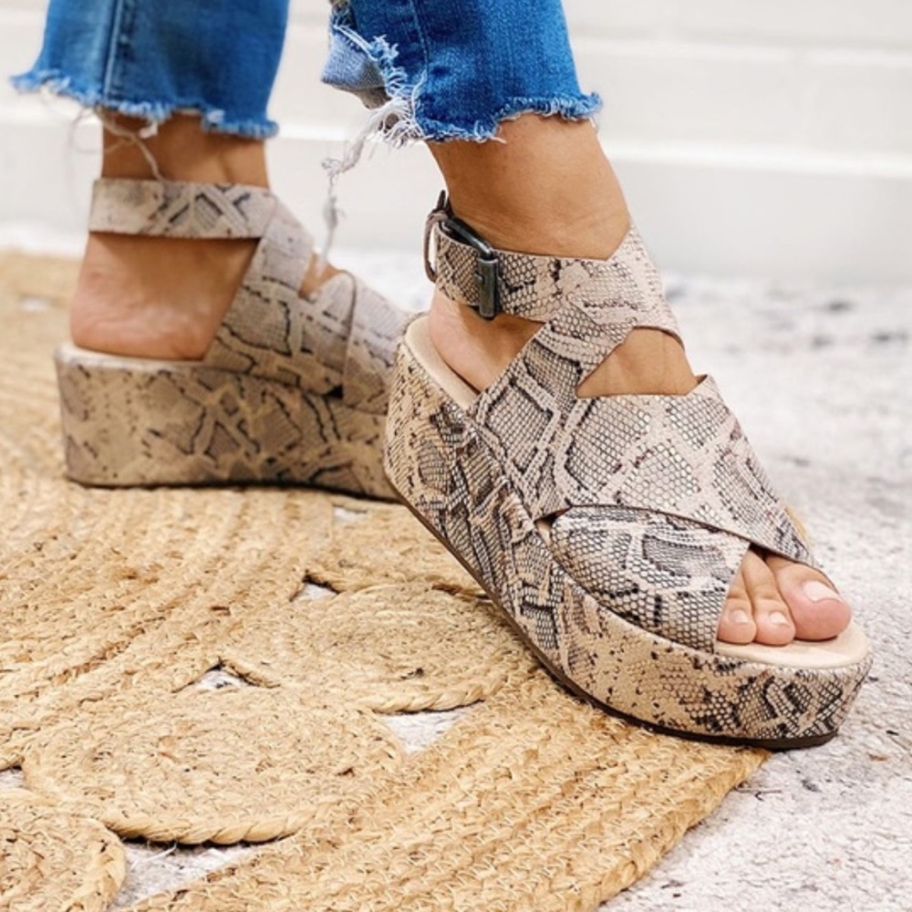 Matisse Platform Sandals ‘RUNAWAY’ Snakeskin Leather Ankle Strap Open-toe Size-7 - Picture 3 of 16
